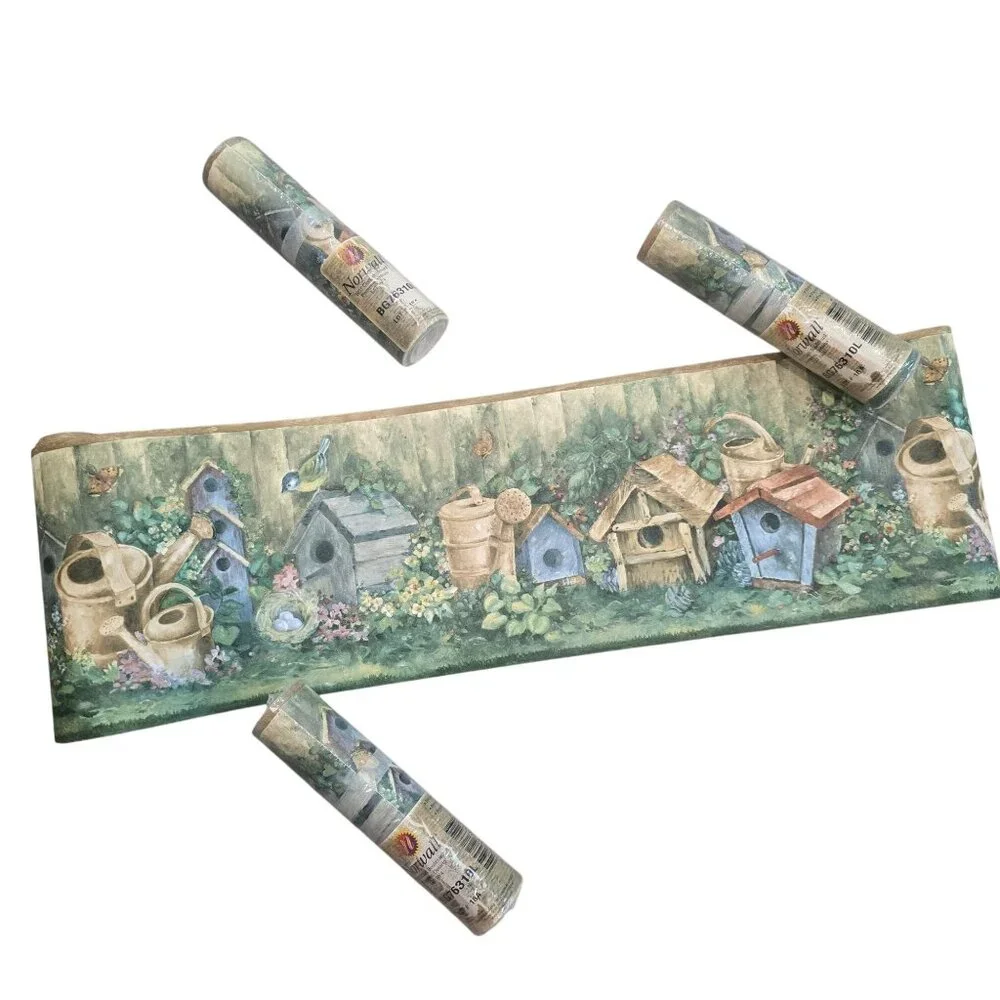 4 Full rolls Norwall Wallpaper Border Featuring Birdhouse birds 5 yd/ea BG76310L